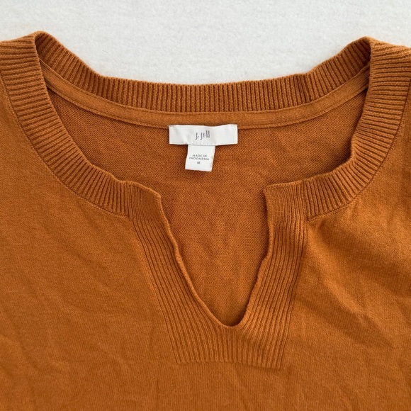 J. Jill V-Neck Casual Cotton Sweater in Warm Orange/Mustard- Size Medium - Picture 4 of 6